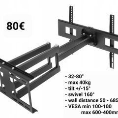 Tv Wall Bracket Tilt Swivel Long Arm 32"- 80"