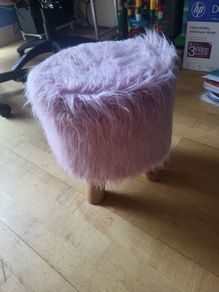 BirdRock Home Faux Fur Foot Stool Ottoman