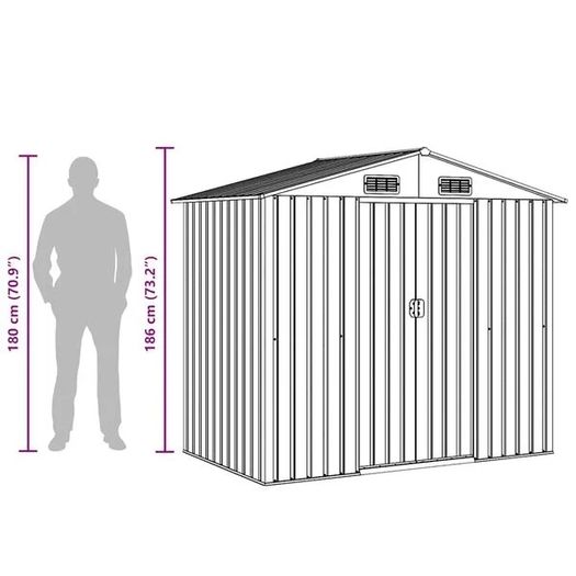 Garden Storage Shed Anthracite Steel 204x132x186 cm
