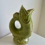 jug Vintage Staffordshire Green Fish Glug Jug 20cm Made in England Image 6