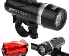 Outdoor 5 Led Bicycle Front Head light+Tail light Waterproof Lamp Flashlight RLM