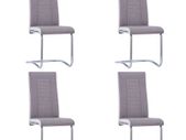 Cantilever Dining Chairs 4 pcs Taupe Fabric