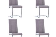 Cantilever Dining Chairs 4 pcs Taupe Fabric