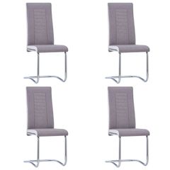 Cantilever Dining Chairs 4 pcs Taupe Fabric