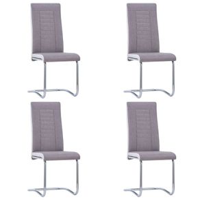 Cantilever Dining Chairs 4 pcs Taupe Fabric