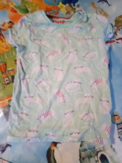 M&S mint green cat short pj