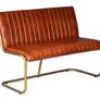 Brown Leather Bench Gold Leg Image 3