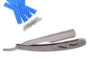 Straight Razor Cut Throat With Steel Handle And 10 Free Half Blades