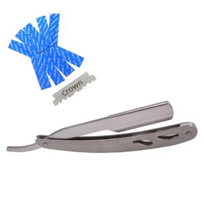 Straight Razor Cut Throat With Steel Handle And 10 Free Half Blades