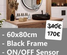LED Bathroom Mirror 60x80cm Black Frame Touch Switch