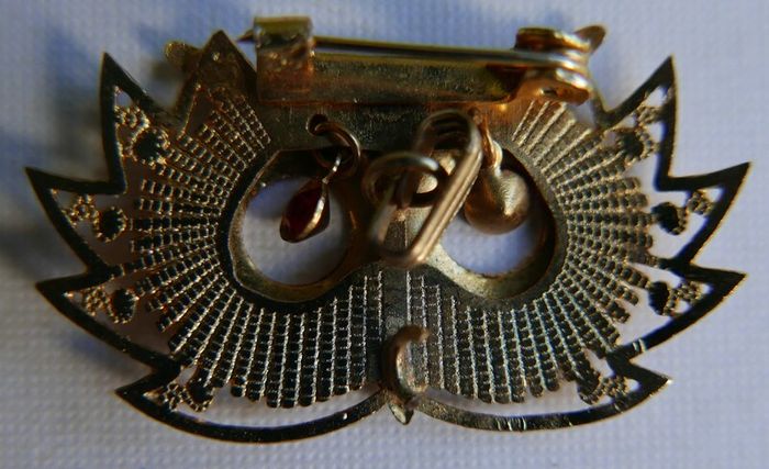 Vintage Owl with Glass Eyes, Pendant or Brooch