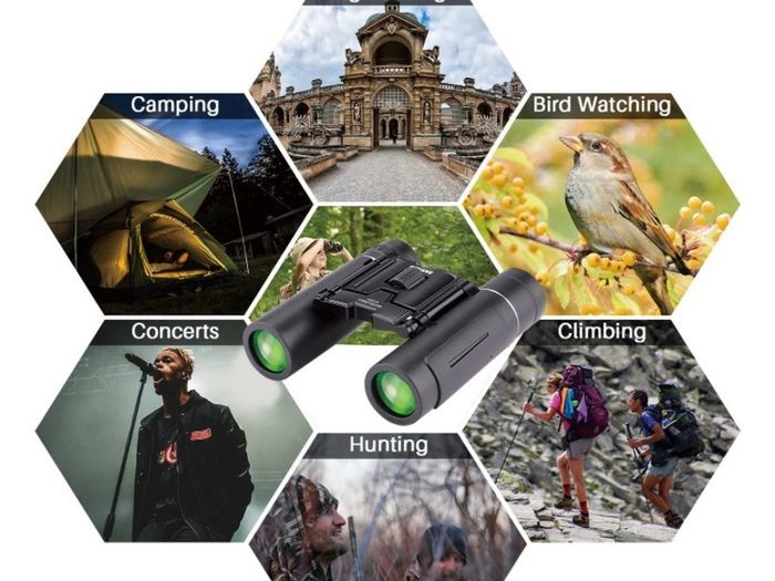 10x25 Binoculars for Kids Adult, Small Compact Lightweight Folding Mini Pocket Binoculars for Bird Watching Travel Stargazing Hunting Camping Concerts Sports Theater Opera (FREE POSTAGE)