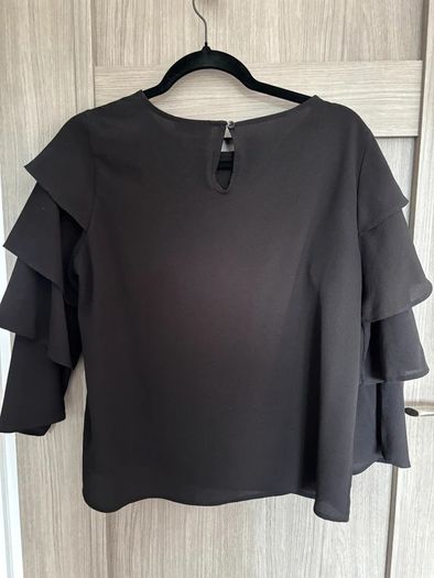 Black Top with Ruffled Sleeves
