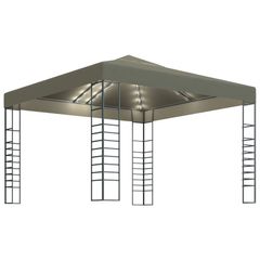 Garden Marquee with String Lights 3x3 m Taupe 180 g/m Sq
