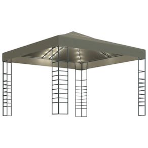 Garden Marquee with String Lights 3x3 m Taupe 180 g/m Sq
