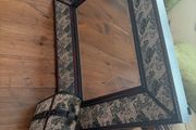 Vintage Stamp Print Mirror and Matching Wine Box Set