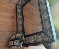 Vintage Stamp Print Mirror and Matching Wine Box Set