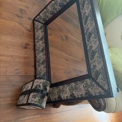 Vintage Stamp Print Mirror and Matching Wine Box Set