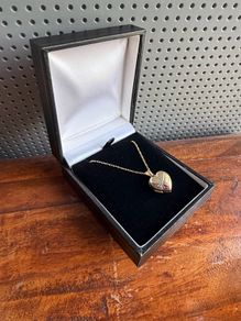 Gold Heart Locket Necklace "21"
