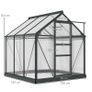 6 x 6ft Polycarbonate Greenhouse, Large Walk-In Green House with Slide Door and Window, Garden Plants Grow House with Aluminium Frame and Foundation, Grey Image 2