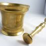Antique Brass Pestle & Mortar, Small Bell-Shaped Apothecary Style 8.5cm Tall. Image 4