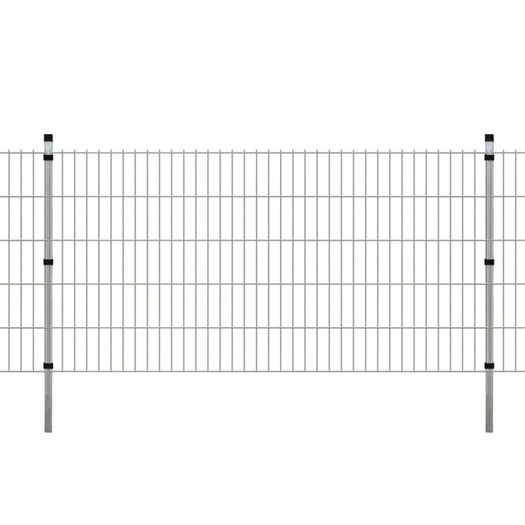 2D Garden Fence Panels & Posts 2008x1030 mm 14 m Silver