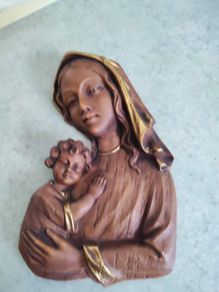 WOOD CARVED Italian Wall Madonna and Child Vintage Catholic Religious Wall Art Mary and Jesus Midcentury