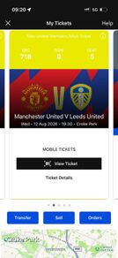 1 Ticket Manchester United v Leeds
