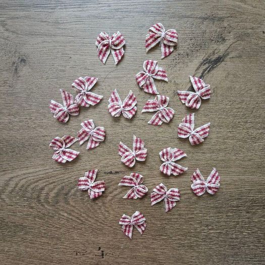 Christmas mini bows - beige and red