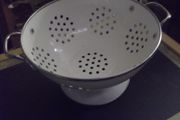 a vintage enamel colunder