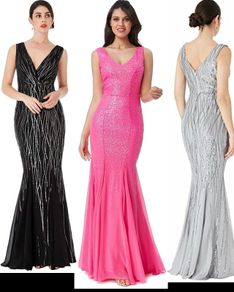 sequins evening dress long maxi prom debs wedding party bridesmaid ball gown debs