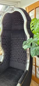 Tall back black throne chair
