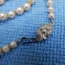 Vintage 60's Long Hand Knotted Faux Cream Pearl? Necklace Sterling Silver 925 Clasp Image 3
