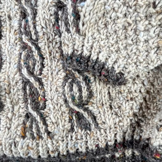 Vintage Donegal Woollen Products - 38 S - Chunky Shawl-Collar Wrap Neck Jumper