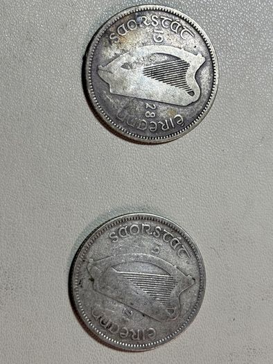 Pair 1928 Eire Free State 1 shilling