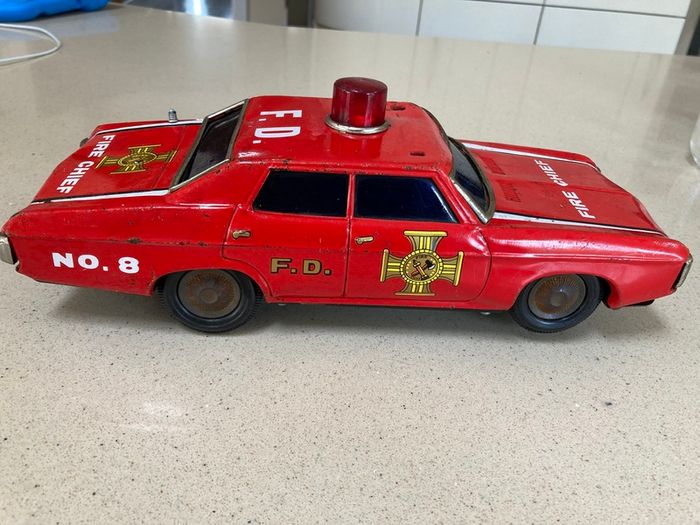 Vintage Tin Battery operated Fire Chief