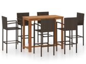 7 Piece Garden Bar Set Brown