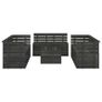 9 Piece Garden Pallet Lounge Set Solid Pinewood Dark Grey Image 2