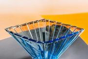Large Art Deco blue pressed glass vase