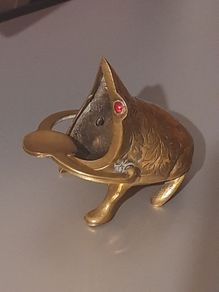 Vintage Brass Frog Ashtray Trinket Box