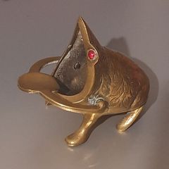 Vintage Brass Frog Ashtray Trinket Box