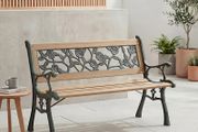 Garden Vida Garden Bench, Rose Style Design 3 Seater Outdoor Furniture Seating Wooden Slats Cast Iron Legs Park Patio Seat