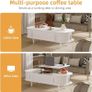 Coffee Table with Lift Top - Wooden Modern Centre Table with Unique Textured & Hidden Storage, for Living Room, Bedroom, Small Space, Home Office Image 5