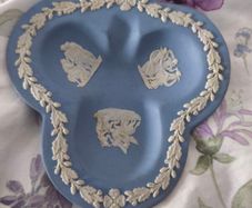 Vintage Wedgwood Blue Jasperware Three-Section Dish