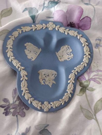 Vintage Wedgwood Blue Jasperware Three-Section Dish