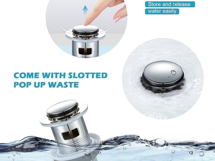 Bathroom Sink Taps with Pop up Waste Mono Basin Taps Single Lever Chrome Hot and Cold Mixer Tap