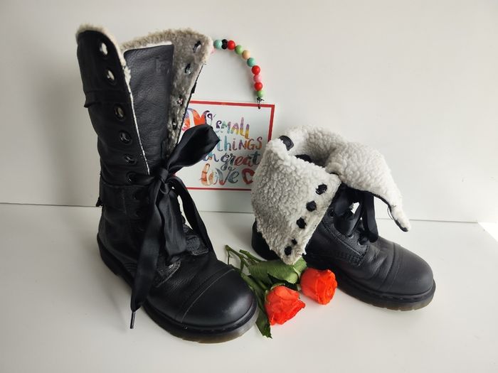 Triumph Aimilita Dr Martens fur fleece lined FL black mid calf boots UK5 EU38
