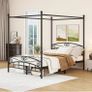 Canopy Bed Frame King Size with Ornate European Style Headboard & Footboard Image 5