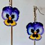 Vibrant Violet & Yellow Pansy Earrings Image 2