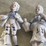 Vintage colonial man & woman blue, white, gold porcelain Image 9
